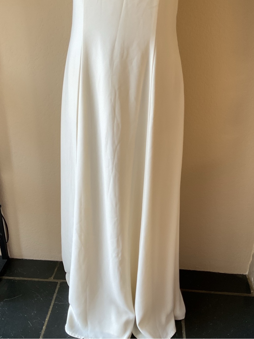 Joseph Ribkoff Cream White A-Line Gown 8 Sleeveless Lace Shoulder Wedding Dress - Picture 2 of 7